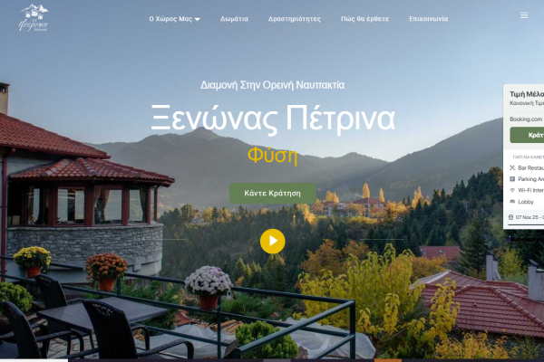 κατασκευη ιστοσελιδας ξενωνας τα πετρινα